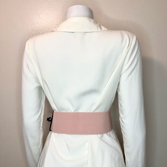 Light pink statement satin flower wide elastic waistband belt - Picture 4 of 8